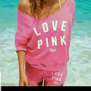 PINK OUTFIT, SLOUCHY SHOULDER TOP & SHORTS